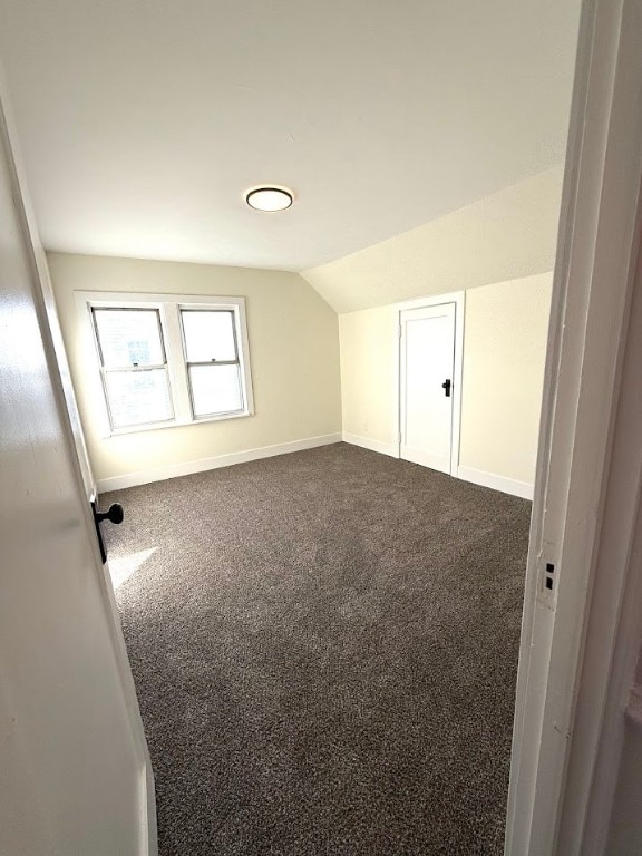 additional living space with carpet and vaulted ceiling