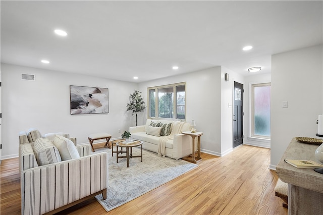 living room featuring light hardwood / wood-style floors