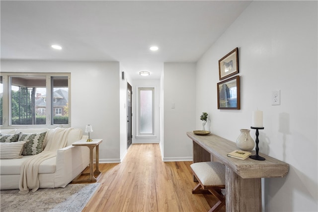 hall featuring light hardwood / wood-style floors