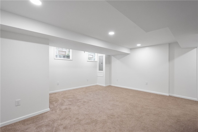 basement with carpet