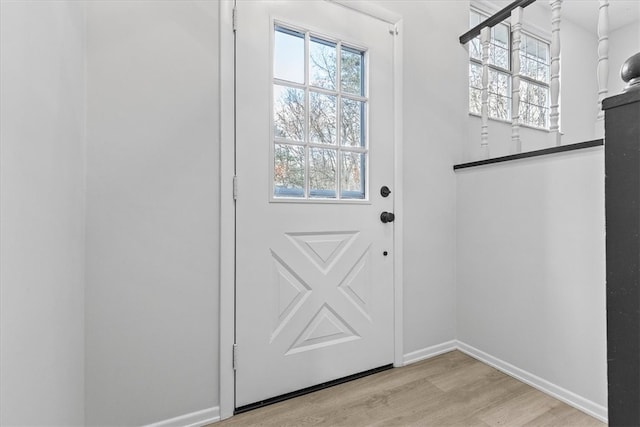 doorway featuring light wood-type flooring