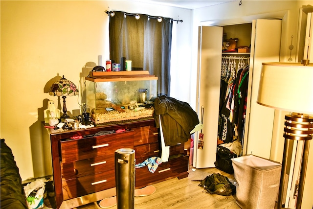 interior space featuring a closet and light hardwood / wood-style flooring