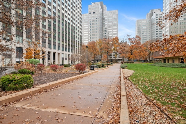 view of property's community with a yard