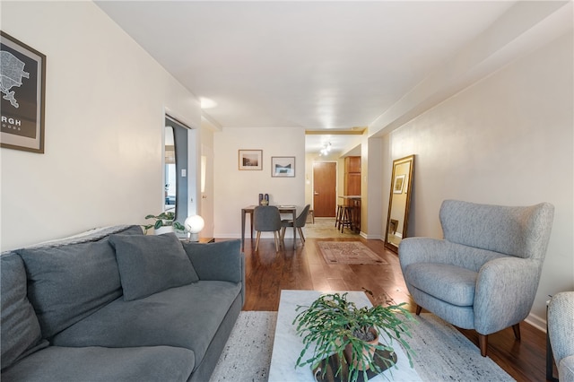 living room with hardwood / wood-style floors