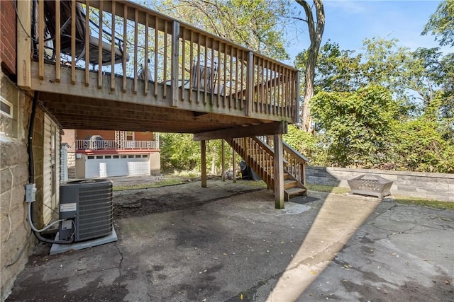 view of patio / terrace featuring central AC and a deck