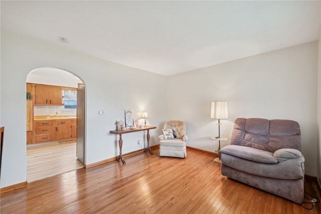 sitting room featuring light wood-type flooring