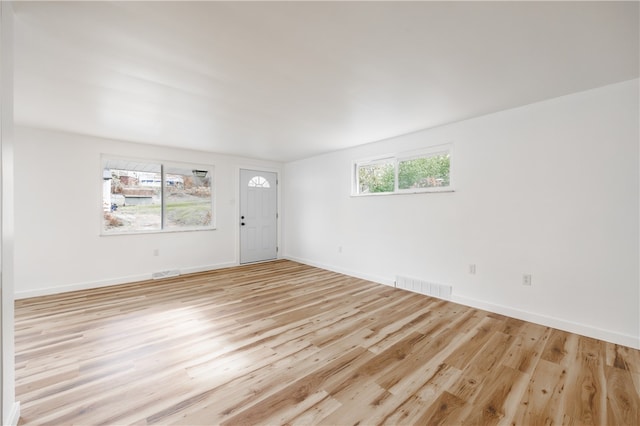 interior space with light hardwood / wood-style flooring and a wealth of natural light