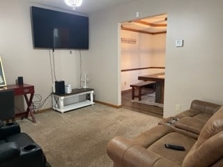 living room with carpet floors