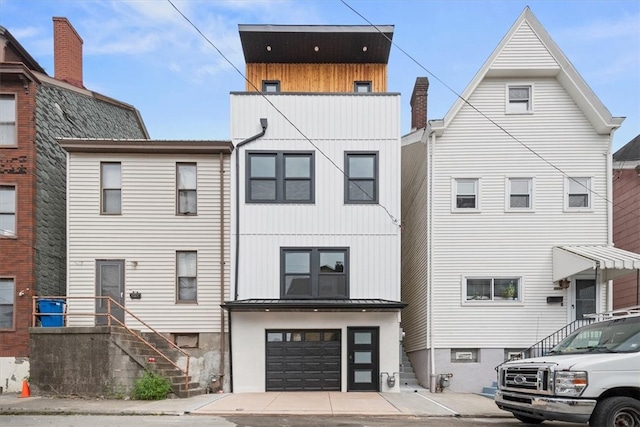 exterior space with a garage