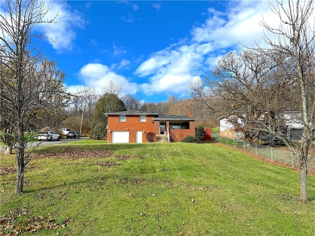 exterior space with a garage