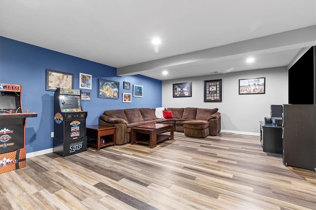 living room featuring light hardwood / wood-style flooring