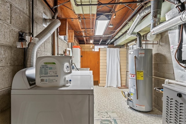 utilities featuring independent washer and dryer and water heater