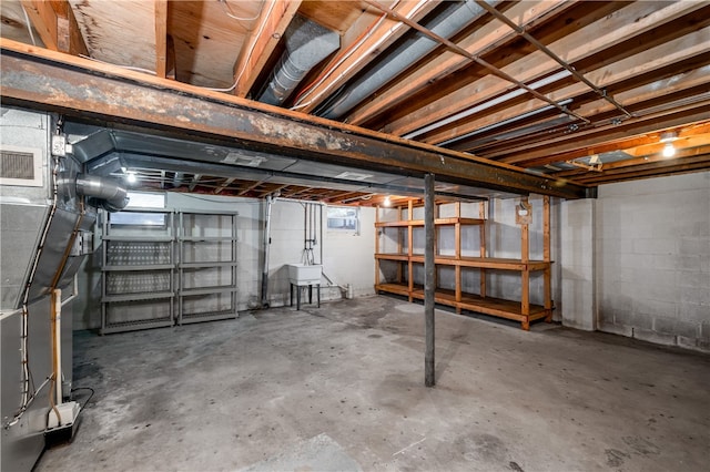 basement with sink