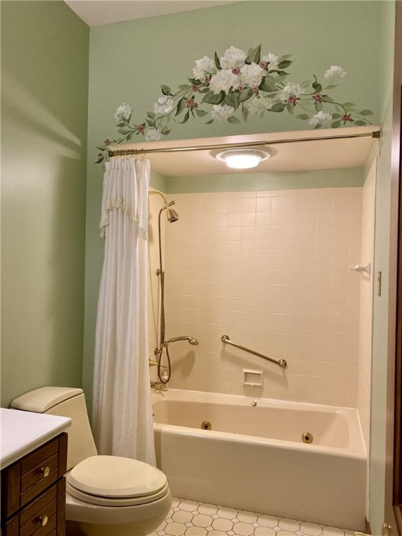 bathroom with shower / tub combo and toilet