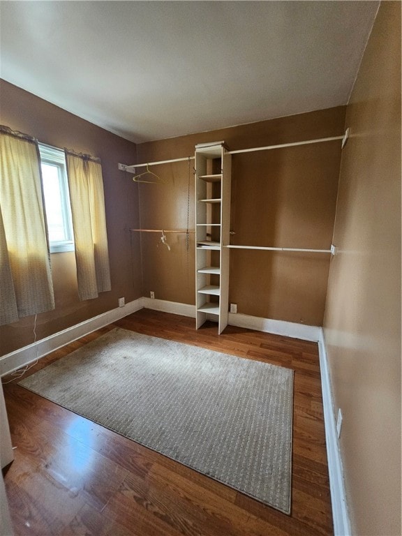 walk in closet with hardwood / wood-style flooring