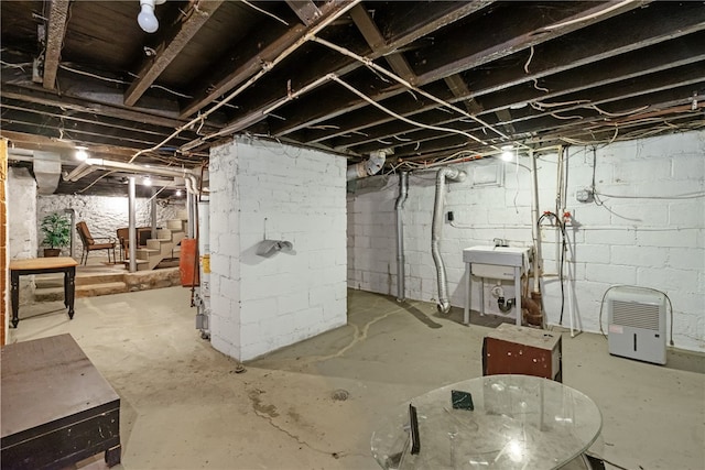 basement with sink