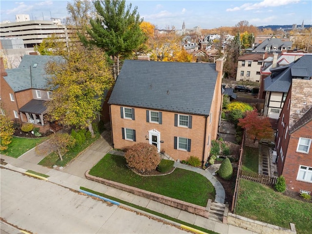 drone / aerial view with a residential view