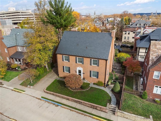 aerial view with a residential view