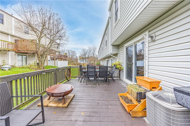 wooden terrace featuring central AC