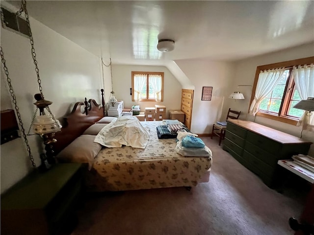 bedroom with vaulted ceiling