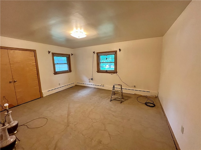 interior space featuring carpet flooring, a closet, and multiple windows