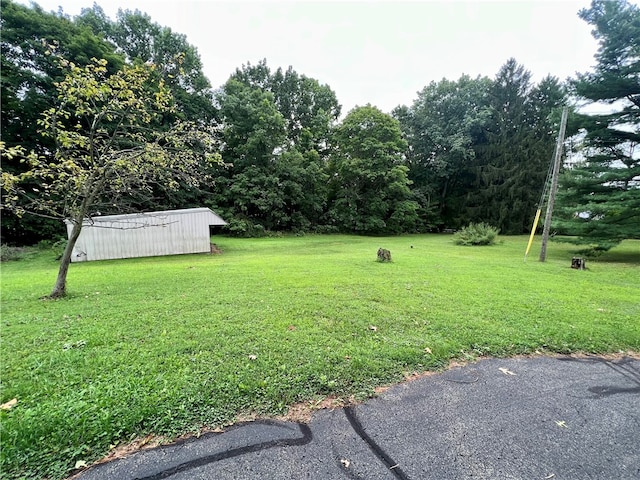 view of yard featuring an outbuilding