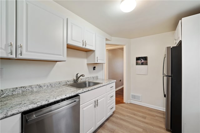 kitchen with sink, white cabinets, and stainless steel appliances