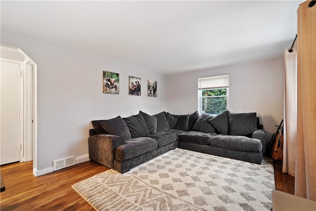 living room with hardwood / wood-style floors