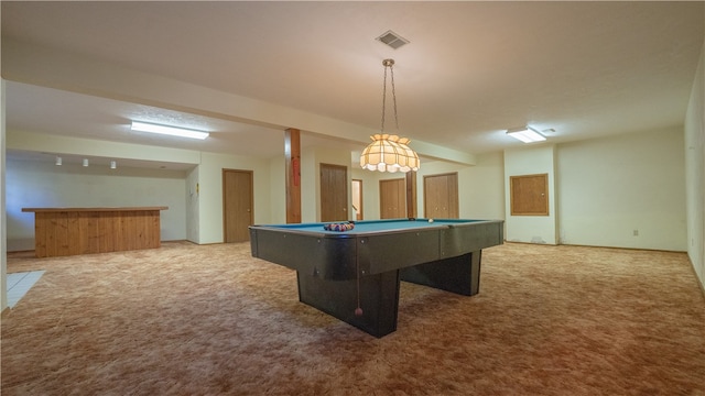 rec room featuring carpet and pool table