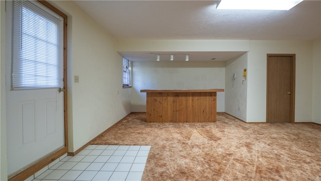 kitchen with light carpet and a healthy amount of sunlight