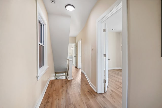 hall featuring light wood-type flooring