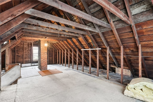 view of unfinished attic