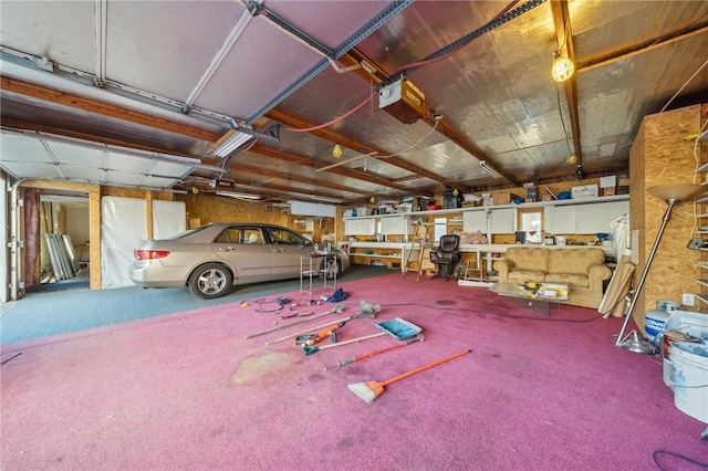 garage with a garage door opener