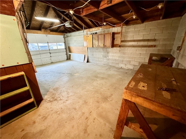 garage with a garage door opener