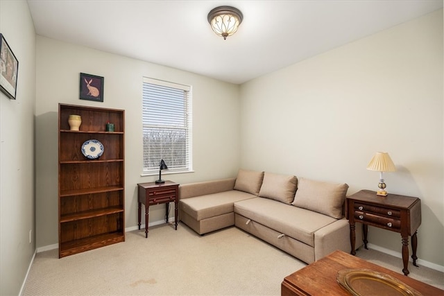 living room featuring light carpet