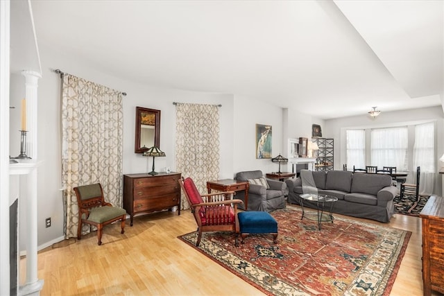 living room featuring hardwood / wood-style flooring