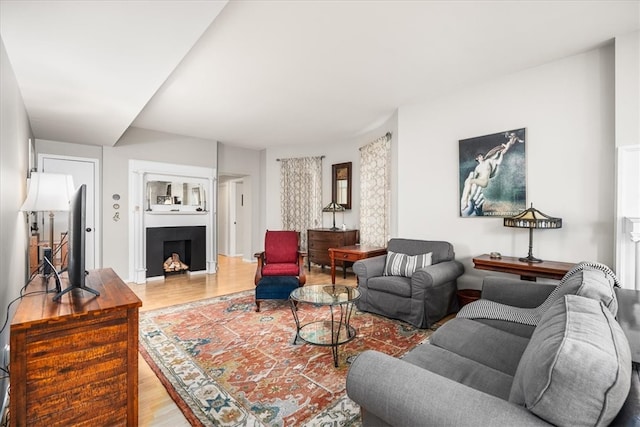 living room featuring light wood-type flooring