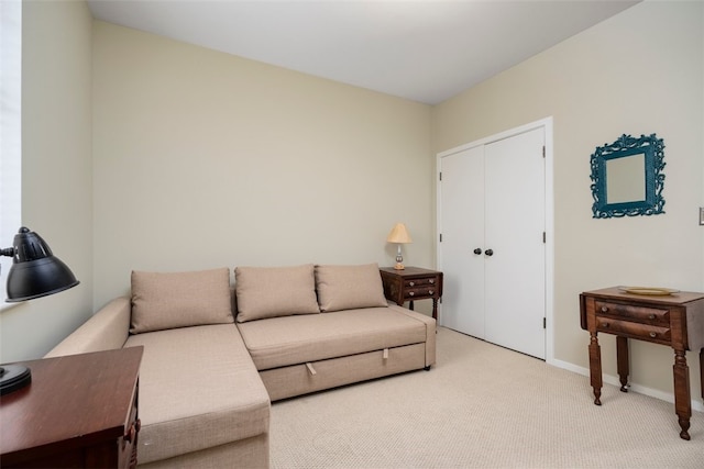 living room featuring light colored carpet