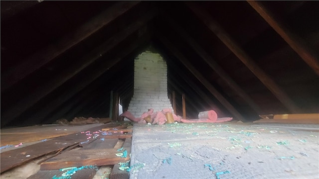 view of unfinished attic