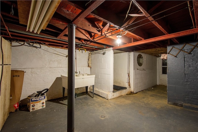 basement with sink