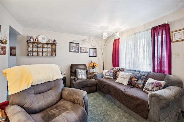 living room with carpet floors