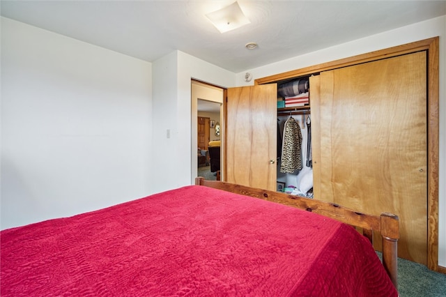 unfurnished bedroom with a closet and carpet floors