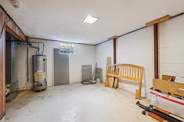 basement with water heater