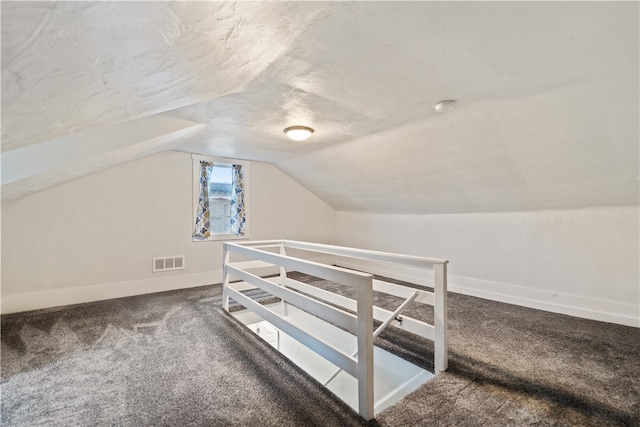 additional living space featuring carpet and vaulted ceiling