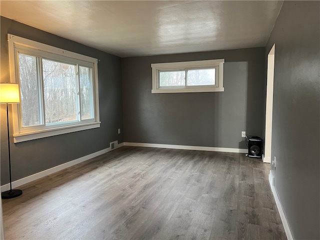 empty room featuring hardwood / wood-style floors and plenty of natural light