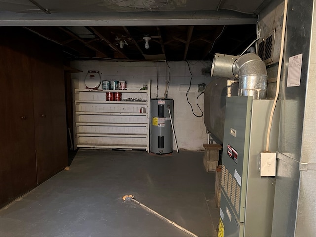 basement with water heater