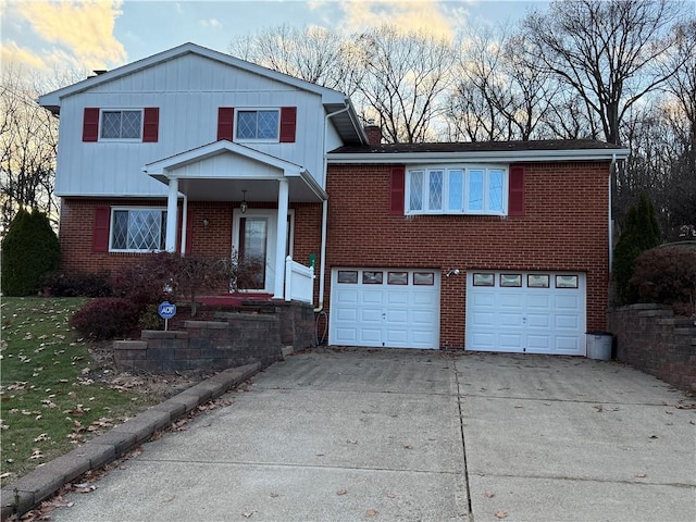 view of property featuring a garage