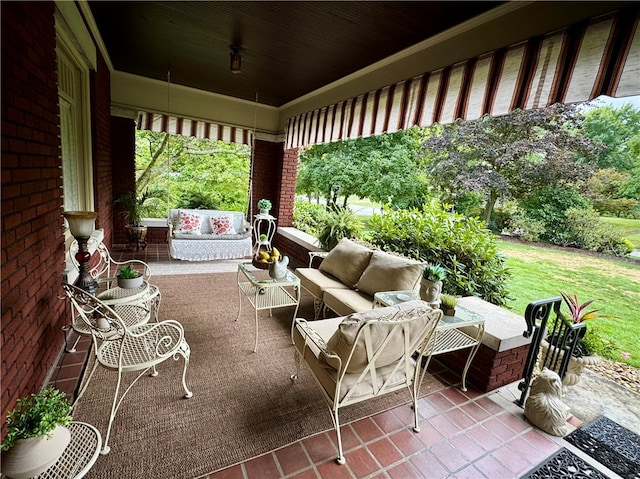 view of patio / terrace featuring a porch and an outdoor hangout area