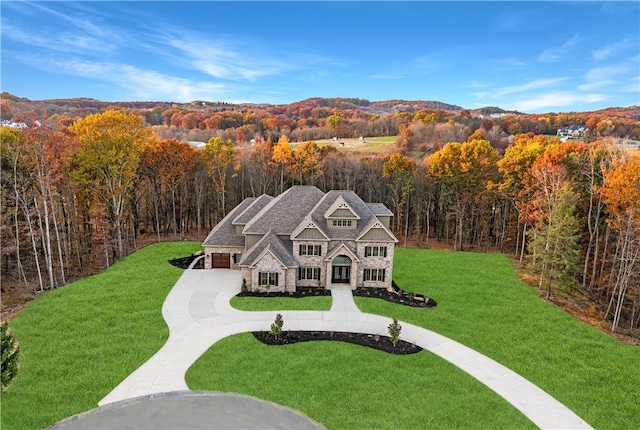 drone / aerial view with a mountain view