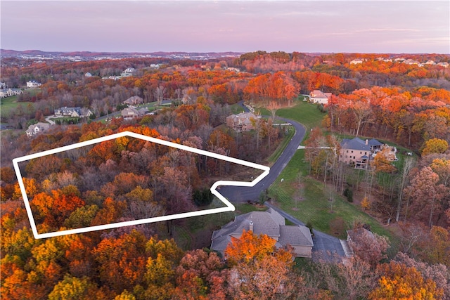 view of aerial view at dusk